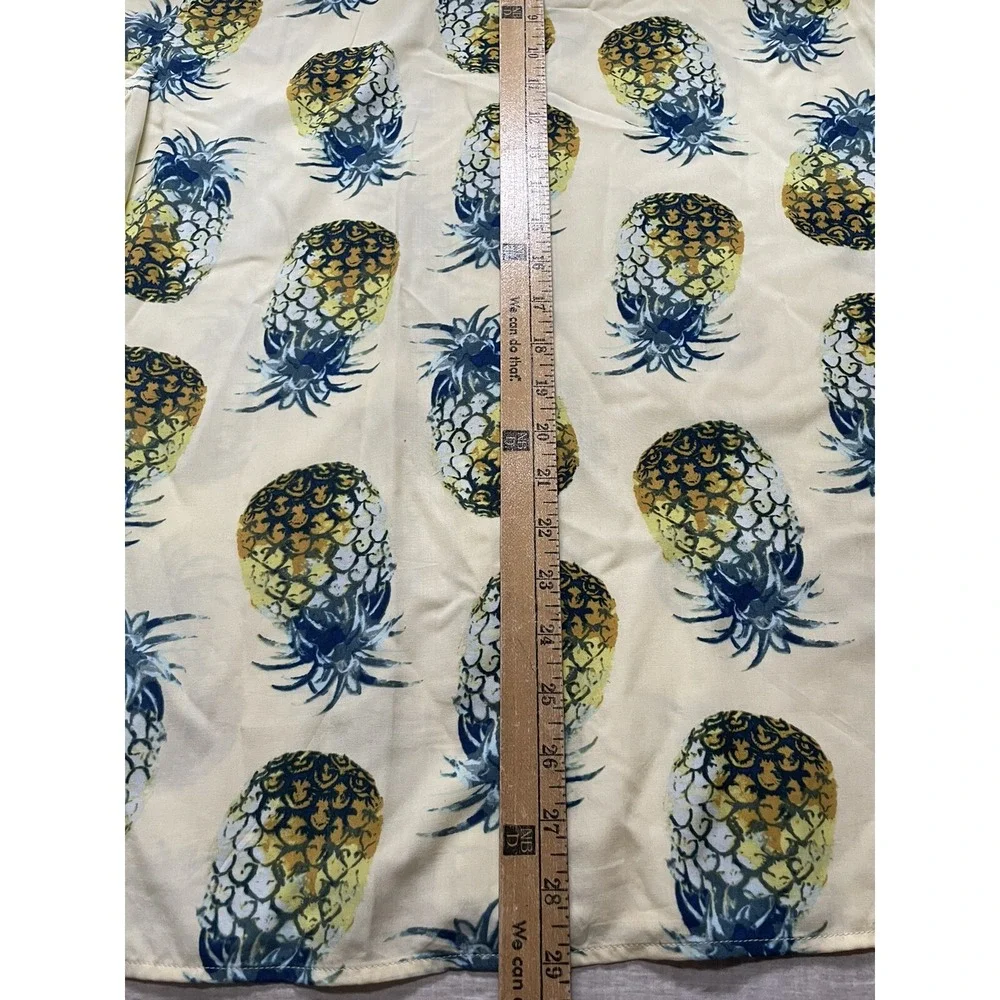 Banana Republic Shirt Mens Large Yellow Pineapple Slim Fit Hawaiian‎ Button Up